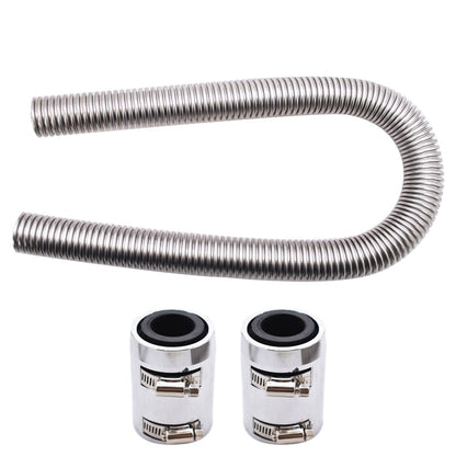 munirater 36in Stainless Steel Radiator Flexible Coolant Water Hose Chrome Caps Silver