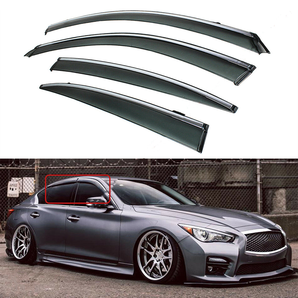 munirater Side Window Visor Vent Rain Guard Replacement for 2014-2021 Q50