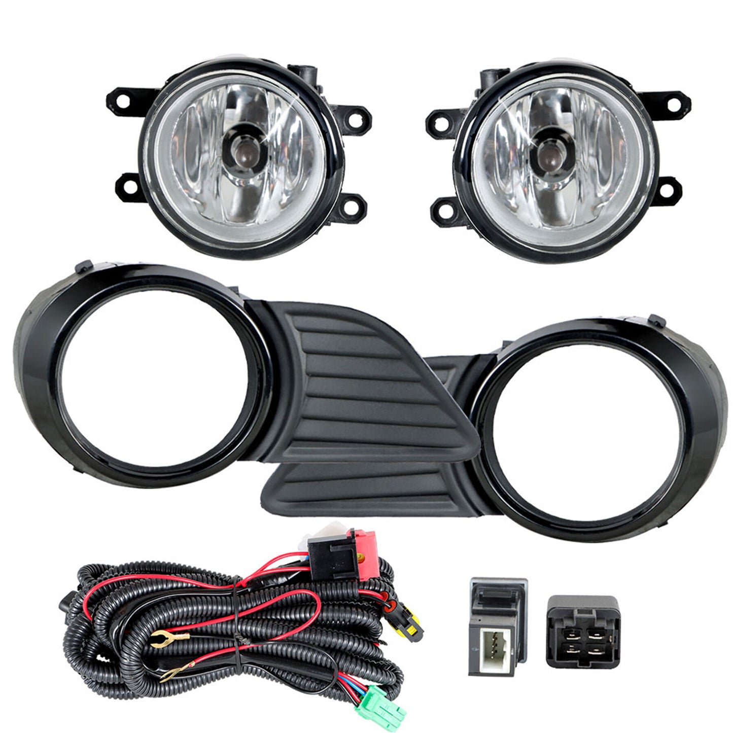 munirater 1 Pair of Clear Lens Fog Light Assembly with Bulbs & Wiring Harness & Switch Replacement for Toyota Sienna 2011-2017