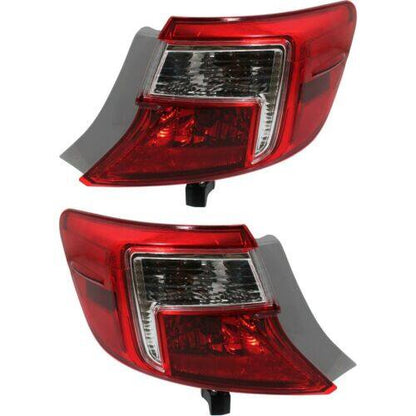 munirater Tail Light Set For 2012-2014 Toyota Camry Outer Clear/Red Left + Right Side