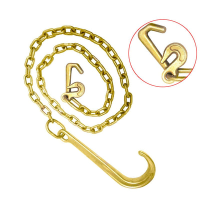 munirater 5/16in x 10 FT Grade 70 Tow Chain 15 J Hook and T Hook Mini J Hook Recovery Wrecker Axle Tow Truck Chain