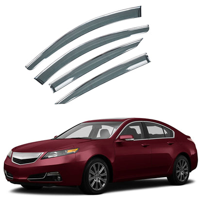 4PCS Side Window Vent Visor Rain Guard Deflector with Chrome Trim Replacement for 2009-2014