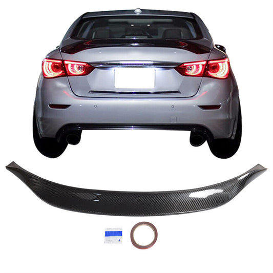 munirater Carbon Fiber Duckbill Trunk Lid Spoiler Wing Replacement for 2014-2021 Infiniti Q50