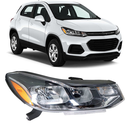 munirater Right Headlight For 2017-19 Chevrolet Trax LS/LT/Premier Halogen Chrome Housing