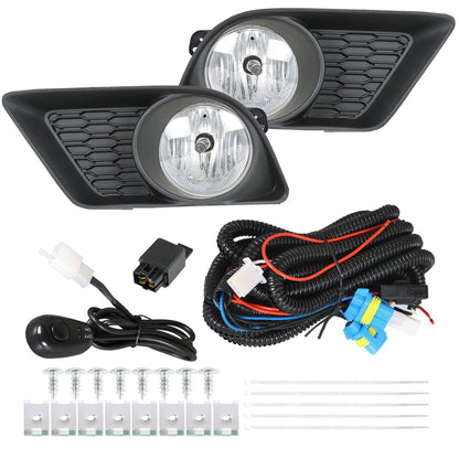 munirater 1 Pair of Clear Bumper Fog Lights Lamps Assembly + Bulbs + Switch Kit Replacement for 2011-2014 Dodge Charger