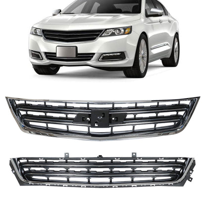 munirater Front Bumper Upper Lower Grilles Black Chrome Plastic Replacement for 2014-2020 Impala