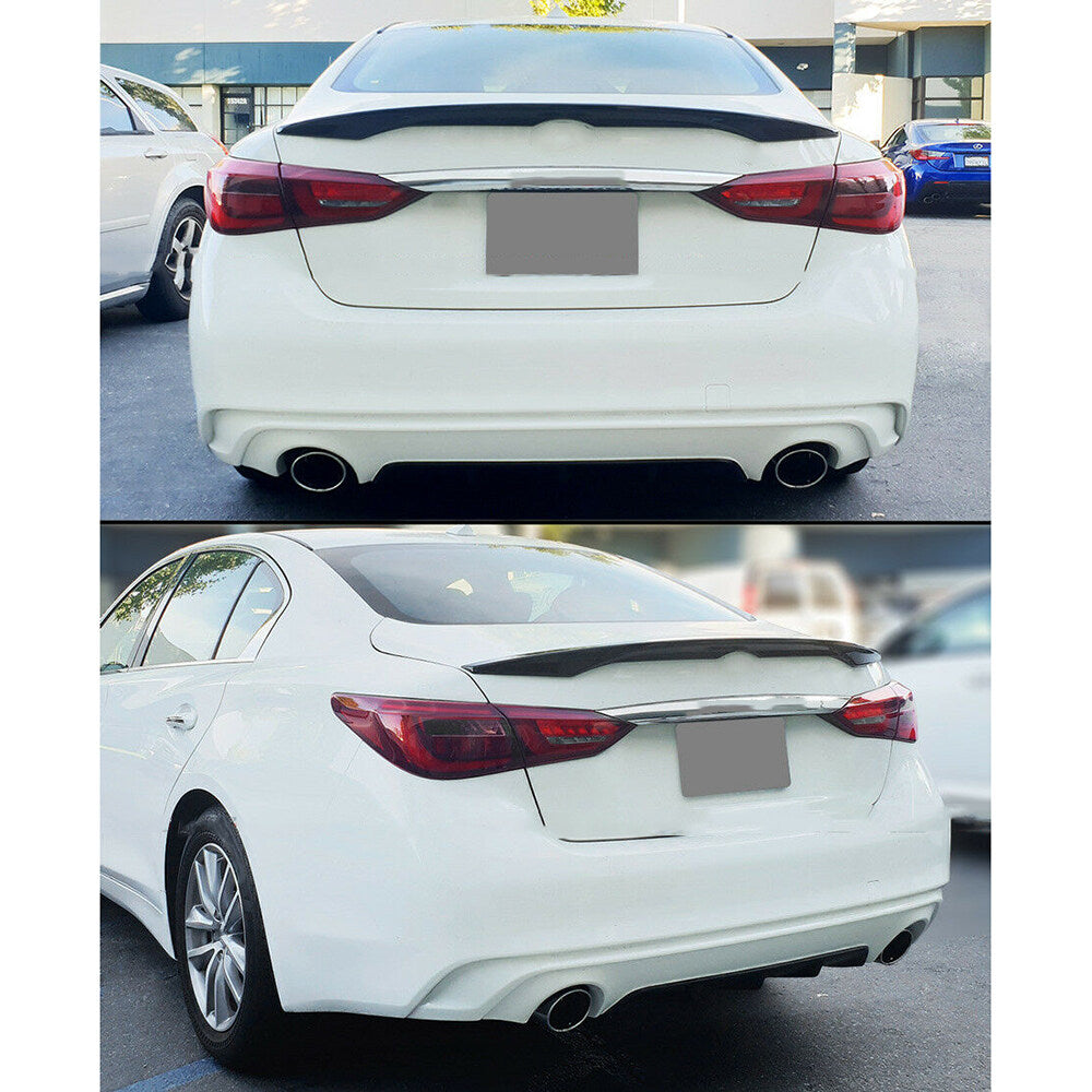 munirater Painted Glossy Black Trunk Lid Spoiler Wing Replacement for 2014-2021 Infiniti Q50 JDM VIP