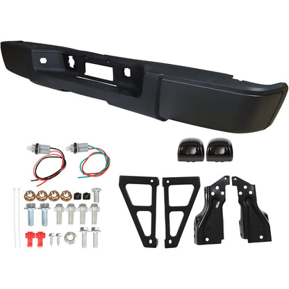 Black Rear Step Bumper Assembly for Chevrolet Silverado 1500 & GMC Sierra 1500 2007-2013, without Sensor Holes