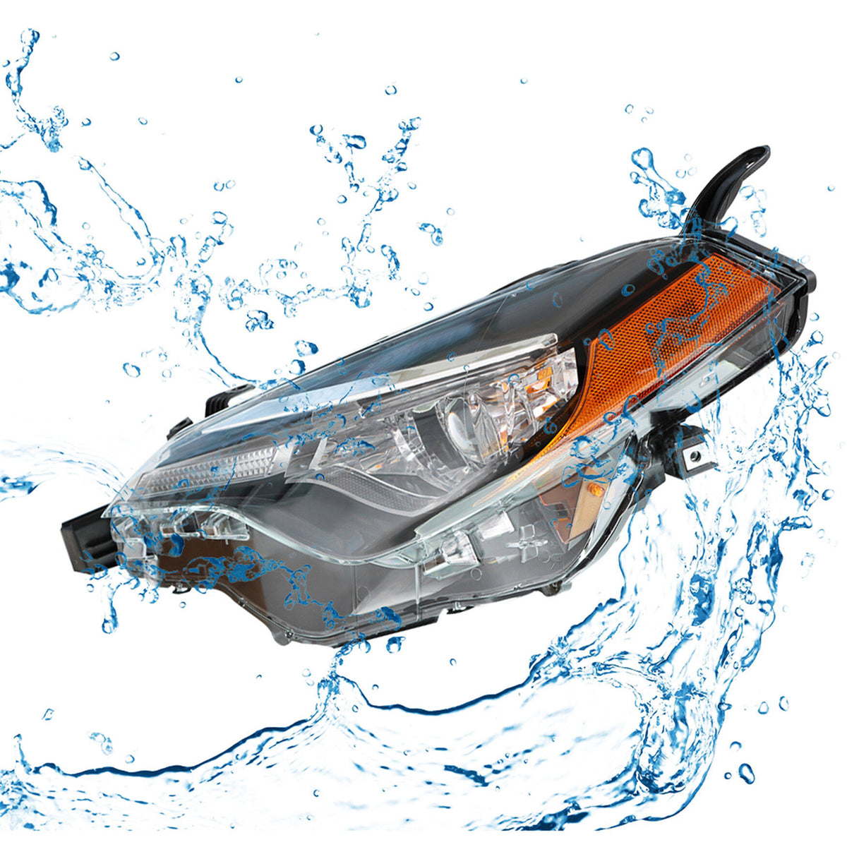 munirater Front Left LED Projector Headlight Headlamp Assembly with Amber Corner Driver Side Replacement for 2017-2019 Corolla L/LE/LE ECO 81150-02M70