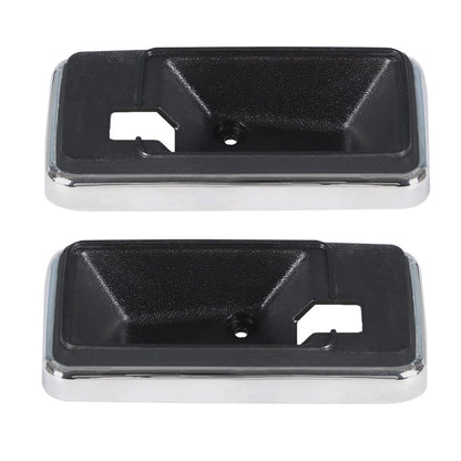 munirater 2PCS Front Left and Right Interior Door Handle Bezel Cup Set Black with Chrome Trim Replacement for 1975 1976 1977 1978 1979 1980 1981 Firebird Camaro 1671194 & 1671195