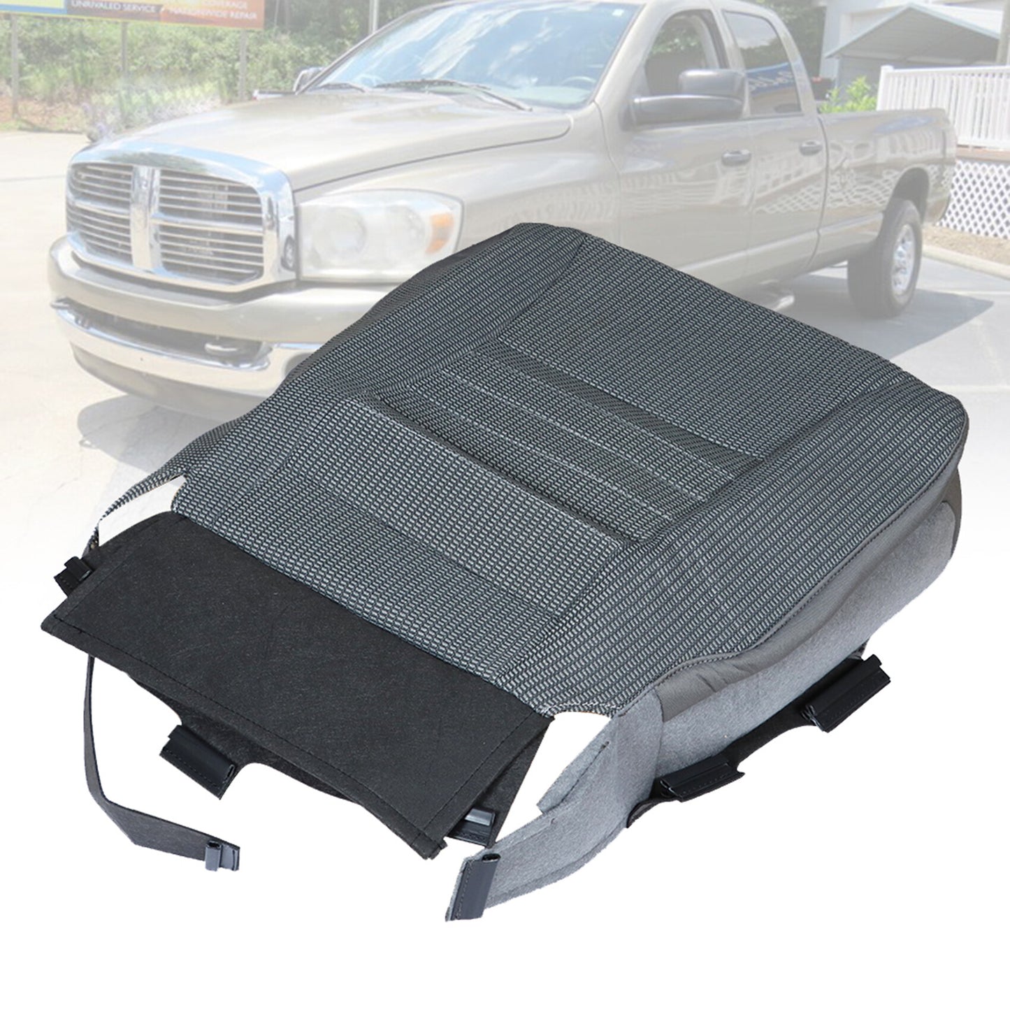 munirater Front Driver Bottom Cloth Seat Cover Gray Replacement for 2006-2009 Ram 2500 3500