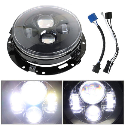 munirater 7In LED Projector Black Headlight With Adapter Mount Replacement for Dyna 2012-2013