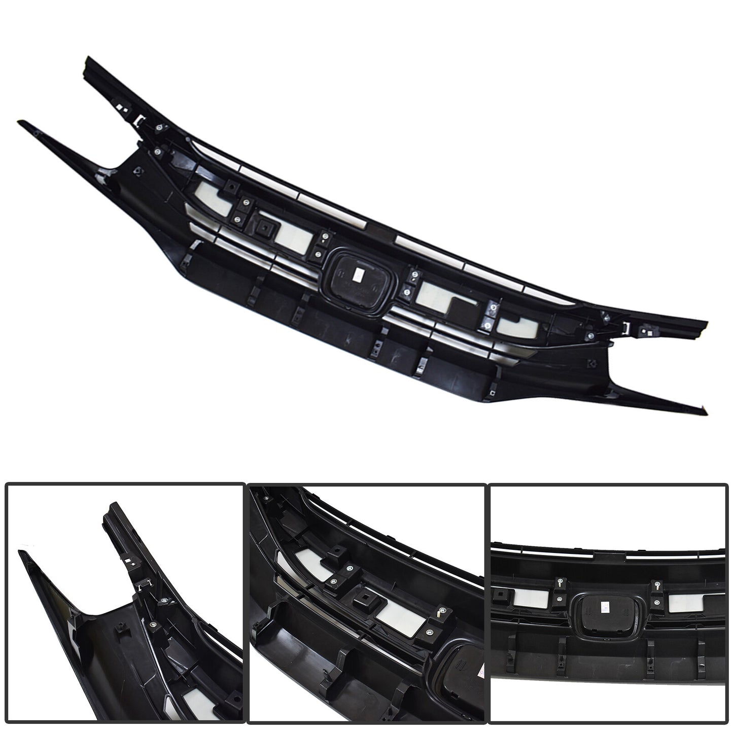 munirater Front Bumper Upper Grille Black Replacement for 2016-2018 Civic