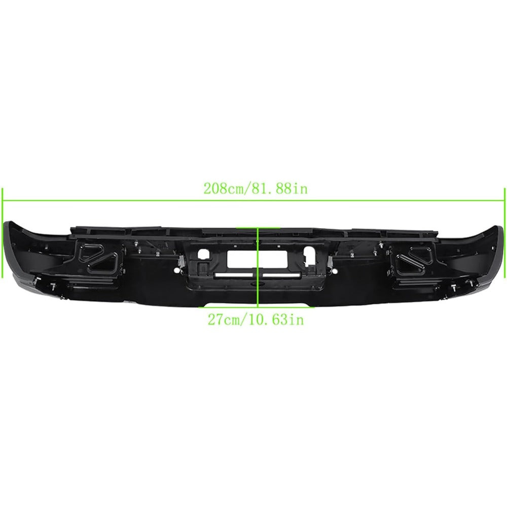 Black Rear Bumper for Chevrolet Silverado & GMC Sierra 2500 / 3500 2015-2019, SRW, with Sensor Holes