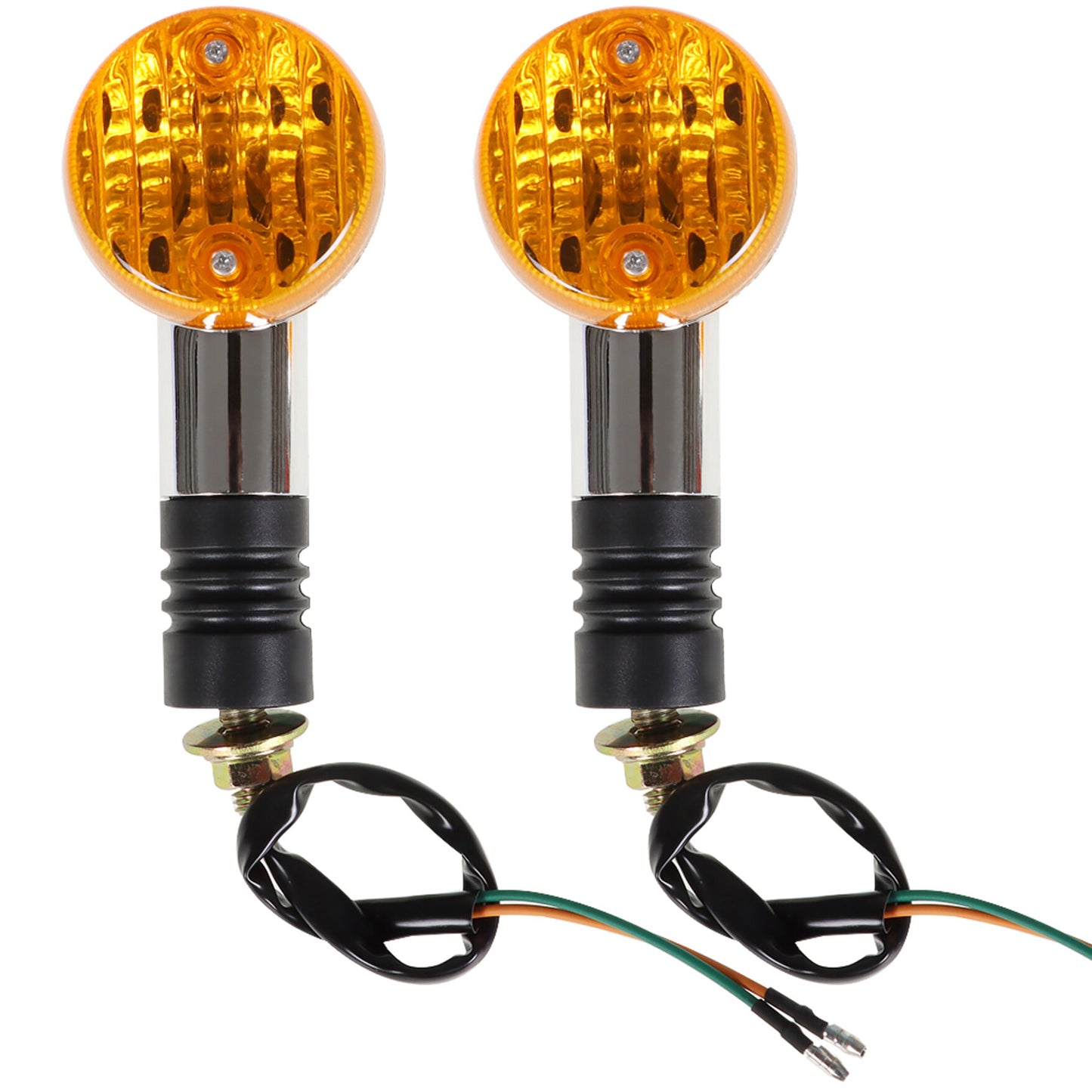 munirater 2 Pcs Motorcycle Amber Chrome Front Rear Turn Signal Light Replacement for most models