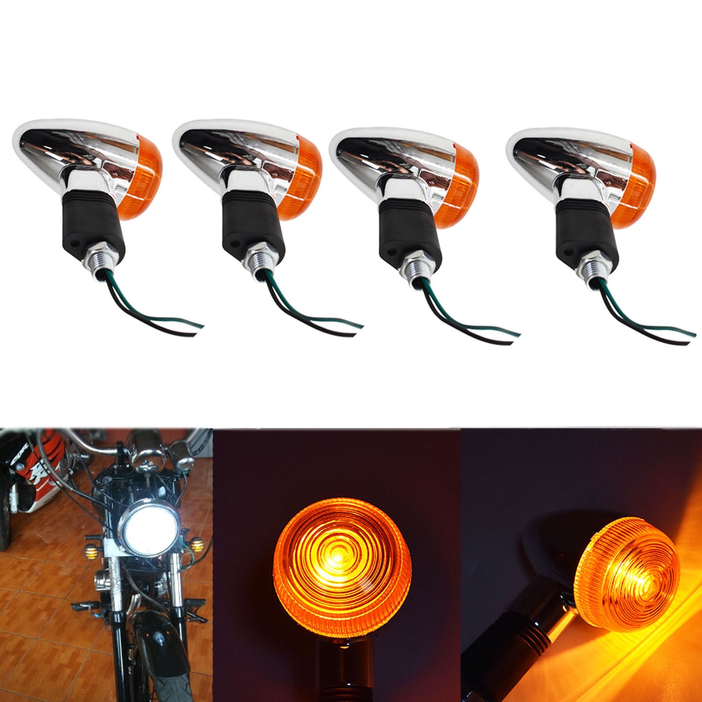 munirater Motorcycle Turn-Signal 4Pack Universal Blinker Amber Indicator Lights Lamp Front Rear Lights Replacement for Honda Kawasaki Suzuki Yamaha