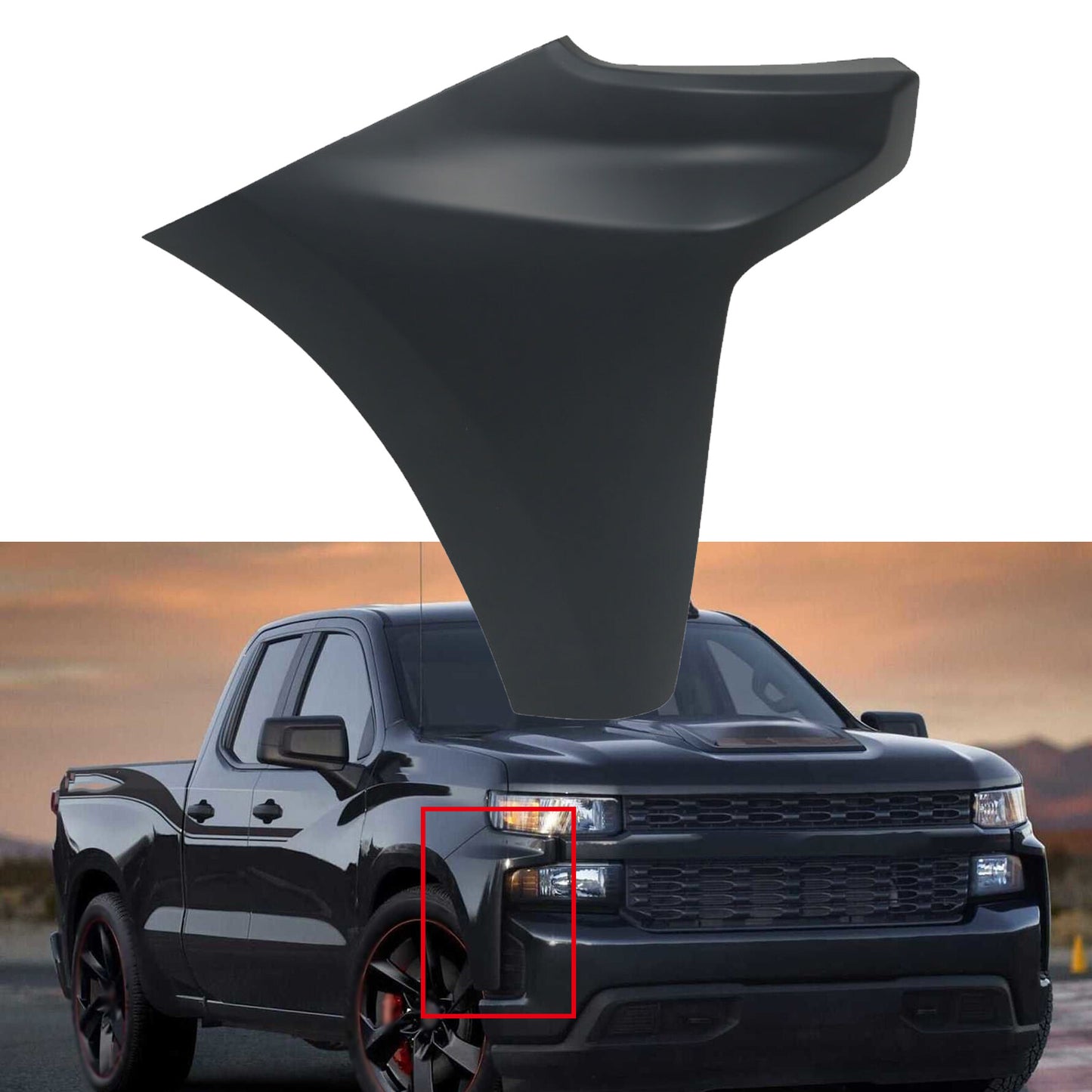 munirater Front Bumper End Cap Extension Right Side Black Replacement for 2019 2020 2021 2022 Silverado 1500 GM1017110