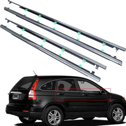 Chrome & Black Outer Window Weatherstrip Kit for 2007-2011 Honda CR-V, 4-Piece