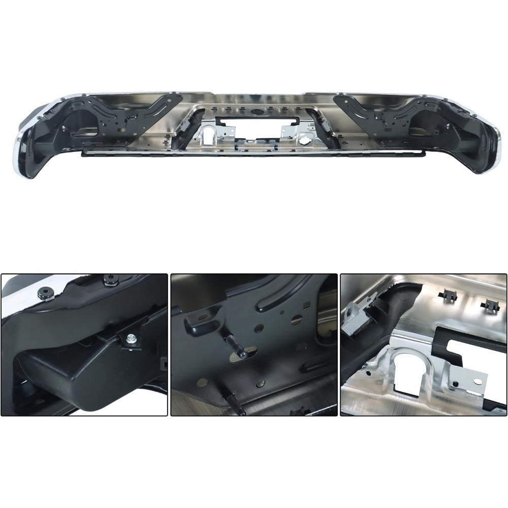 Chrome Rear Step Bumper for Chevrolet Silverado & GMC Sierra 2500 / 3500 2020-2025, without Sensor Holes