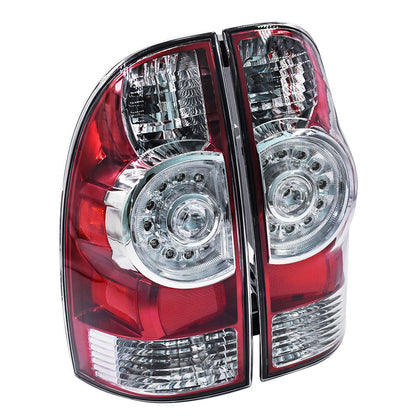 Red Clear LED Rear Tail Brake Lights Replacement for 2005-2015 Toyota Tacoma Left and Right Side Tail Lights