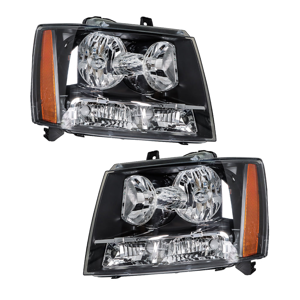 munirater Headlights Halogen Lamps For 2007-2014 Chevy Avalanche/Suburban/Tahoe Pair