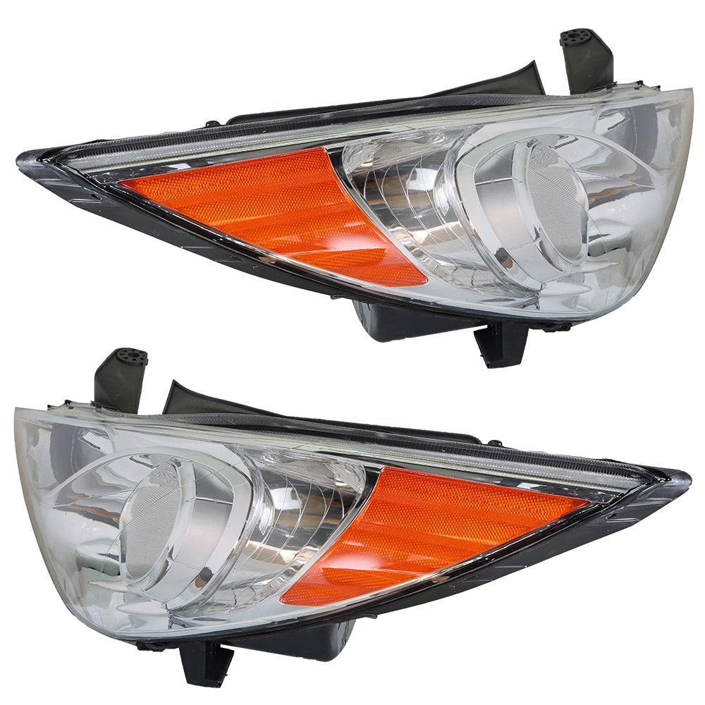 munirater Silver Headlight Headlamp Assembly with Amber Corner Driver and Passenger Side Replacement for 2011-2014 Hyundai Sonata 209150009, 921013Q000, 209149009, 921023Q000