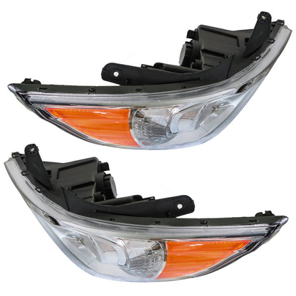 munirater Silver Headlight Headlamp Assembly with Amber Corner Driver and Passenger Side Replacement for 2011-2014 Hyundai Sonata 209150009, 921013Q000, 209149009, 921023Q000