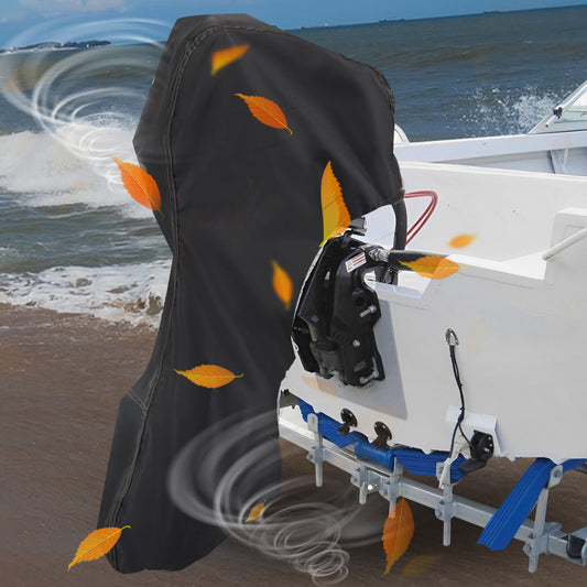 munirater Outboard Boat Motor Cover with 600D Heavy Duty Oxford Fabric + Extra Coating Outboard Engine Covers Replacement for 175-225 HP Motors