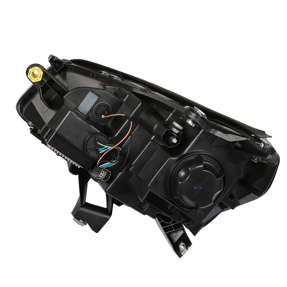 munirater Headlight For 2013-16 GMC Acadia w/ LED Tube Projector Halogen Black Right Side
