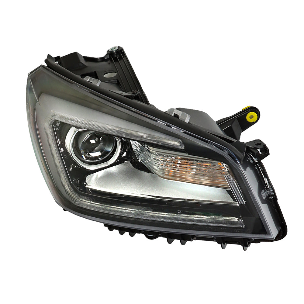 munirater Headlight For 2013-16 GMC Acadia w/ LED Tube Projector Halogen Black Right Side