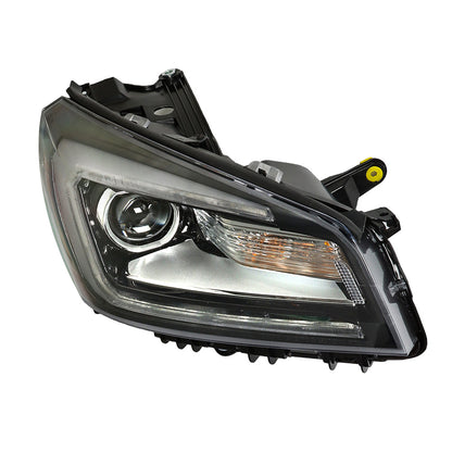 munirater Headlight For 2013-16 GMC Acadia w/ LED Tube Projector Halogen Black Right Side