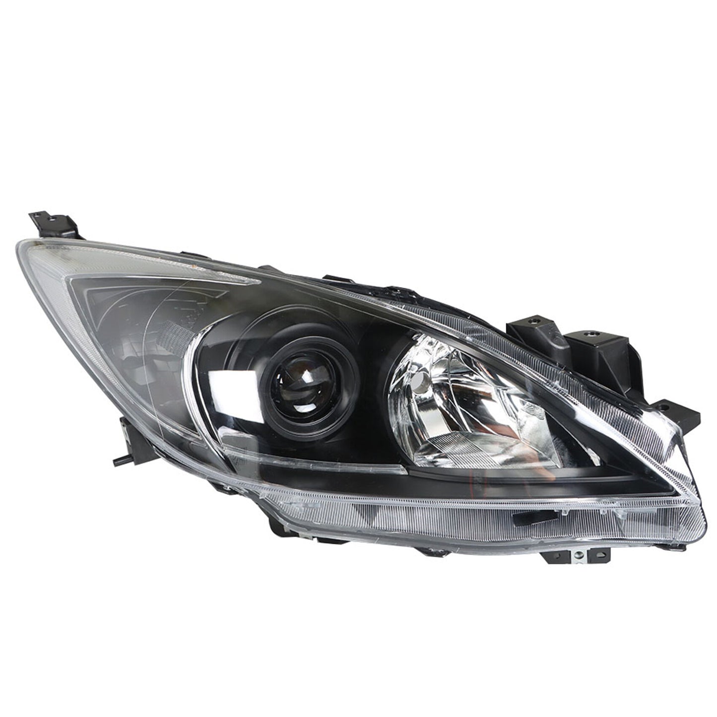 munirater MA2518130 MA2519130 Black Housing Clear Corner Projector Headlight Assembly HeadLamp Pair Replacement for 2010 2011 2012 2013 Mazda 3