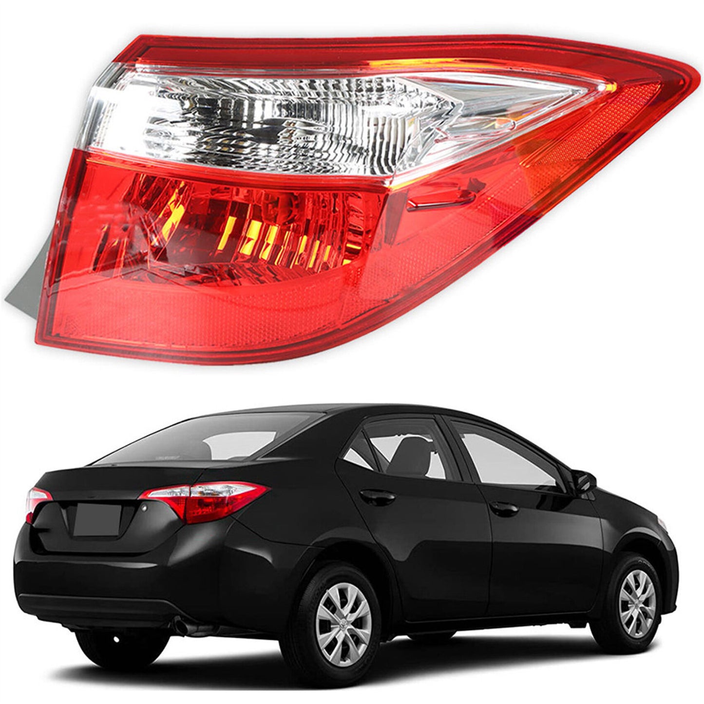 munirater Outer Body Right Tail Light Assembly Replacement for 2014-2016 Toyota Corolla OE-Style, Replaces Tail Light Rear Brake Lamp Passenger Side