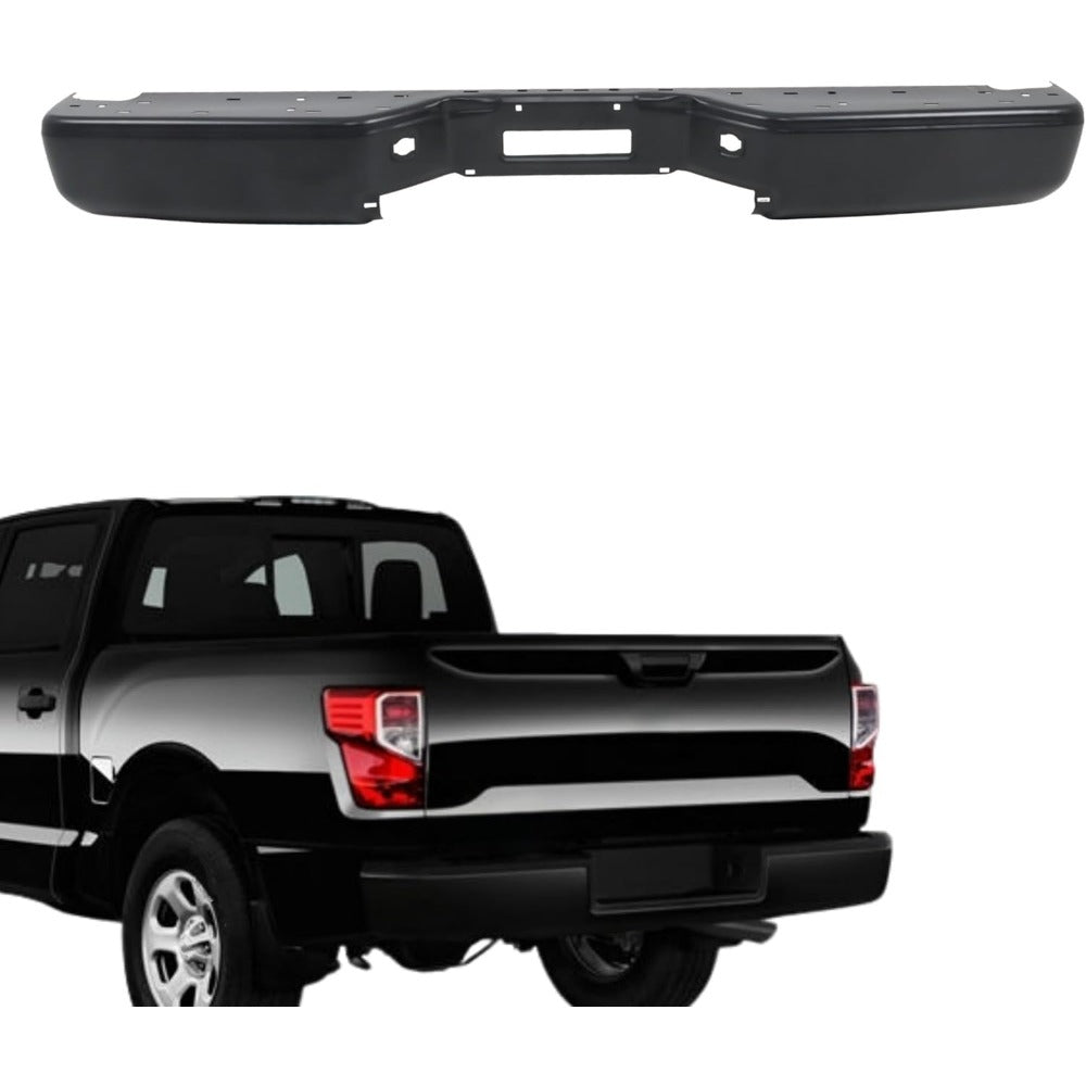 Black Steel Rear Bumper Face Bar for Nissan Titan XE 2007-2010 / S 2011-2015, NI1102152