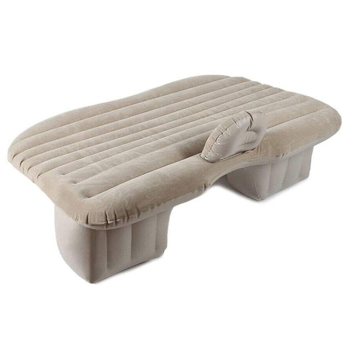 munirater Vertical Beige Portable Car Travel Inflatable Air Mattress with Back Seat Portable Bed Pillow
