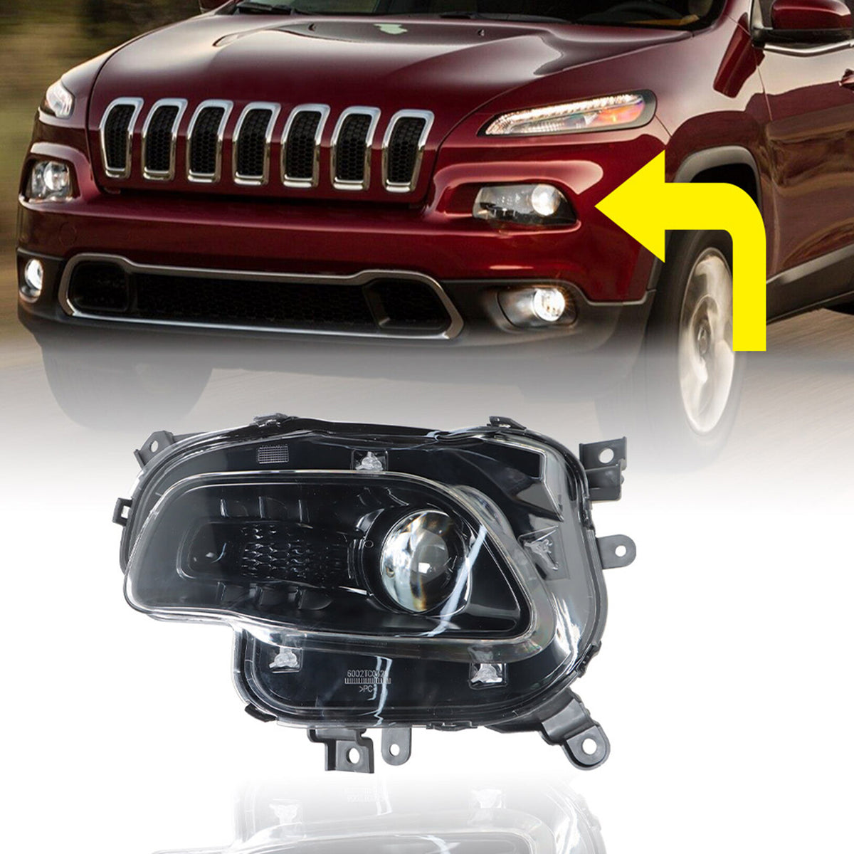 munirater Left Headlights For 2014-2018 Jeep Cherokee Projector Black Housing Halogen Type