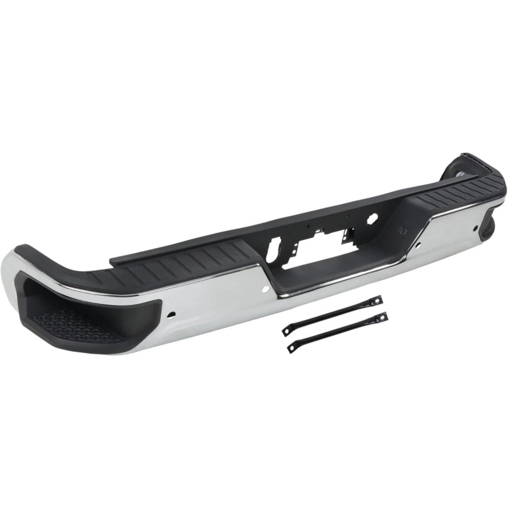 Chrome Rear Step Bumper for Chevrolet Silverado & GMC Sierra 2500 / 3500 2020-2025, with Sensor Holes