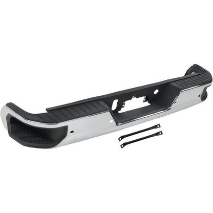 Chrome Rear Step Bumper for Chevrolet Silverado & GMC Sierra 2500 / 3500 2020-2025, with Sensor Holes