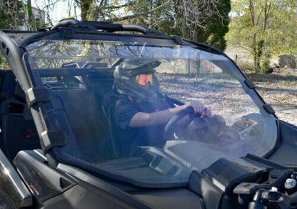 munirater X3 ATV Full Windshield PC w/Window Clamp Scratch Resistant Replacement for Can Am Maverick/Turbo 2017-2021 Heavy Duty