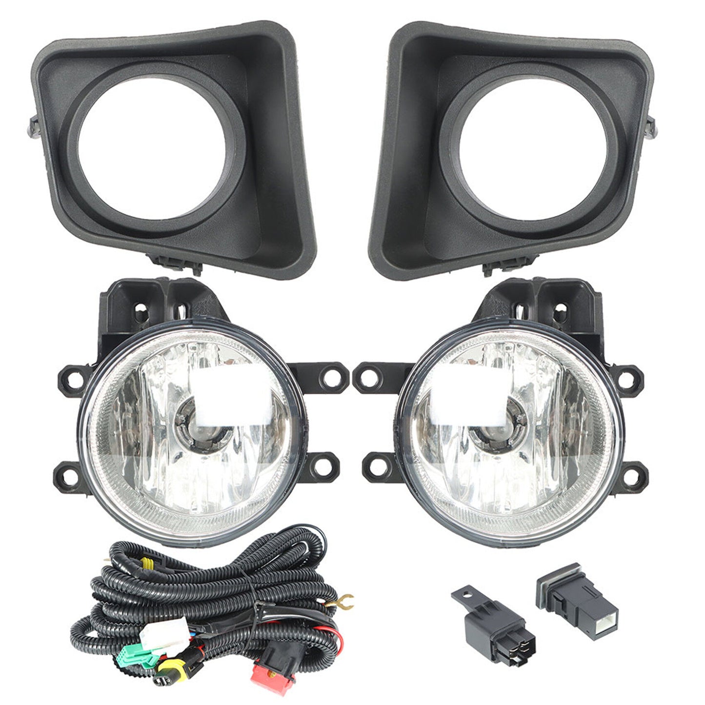 munirater Left & Right Clear Bumper Clear Fog Light w/Bulb+Wiring Harness+Switch Set Replacement for 2014-2021 Toyota Tundra (XK50)