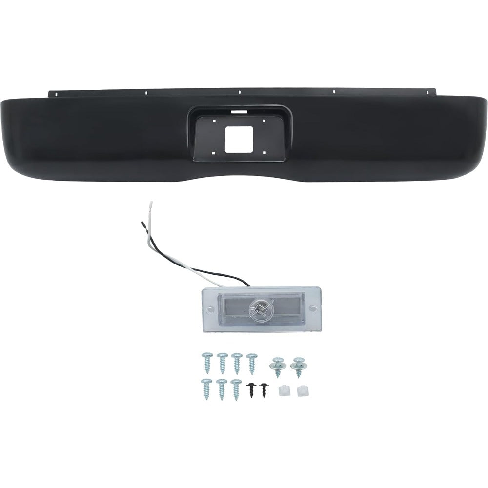 Black Steel Rear Bumper Roll Pan for Chevrolet Silverado 1500 Fleetside 2007-2013