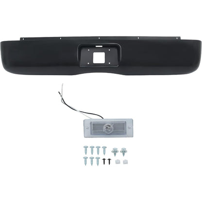 Black Steel Rear Bumper Roll Pan for Chevrolet Silverado 1500 Fleetside 2007-2013