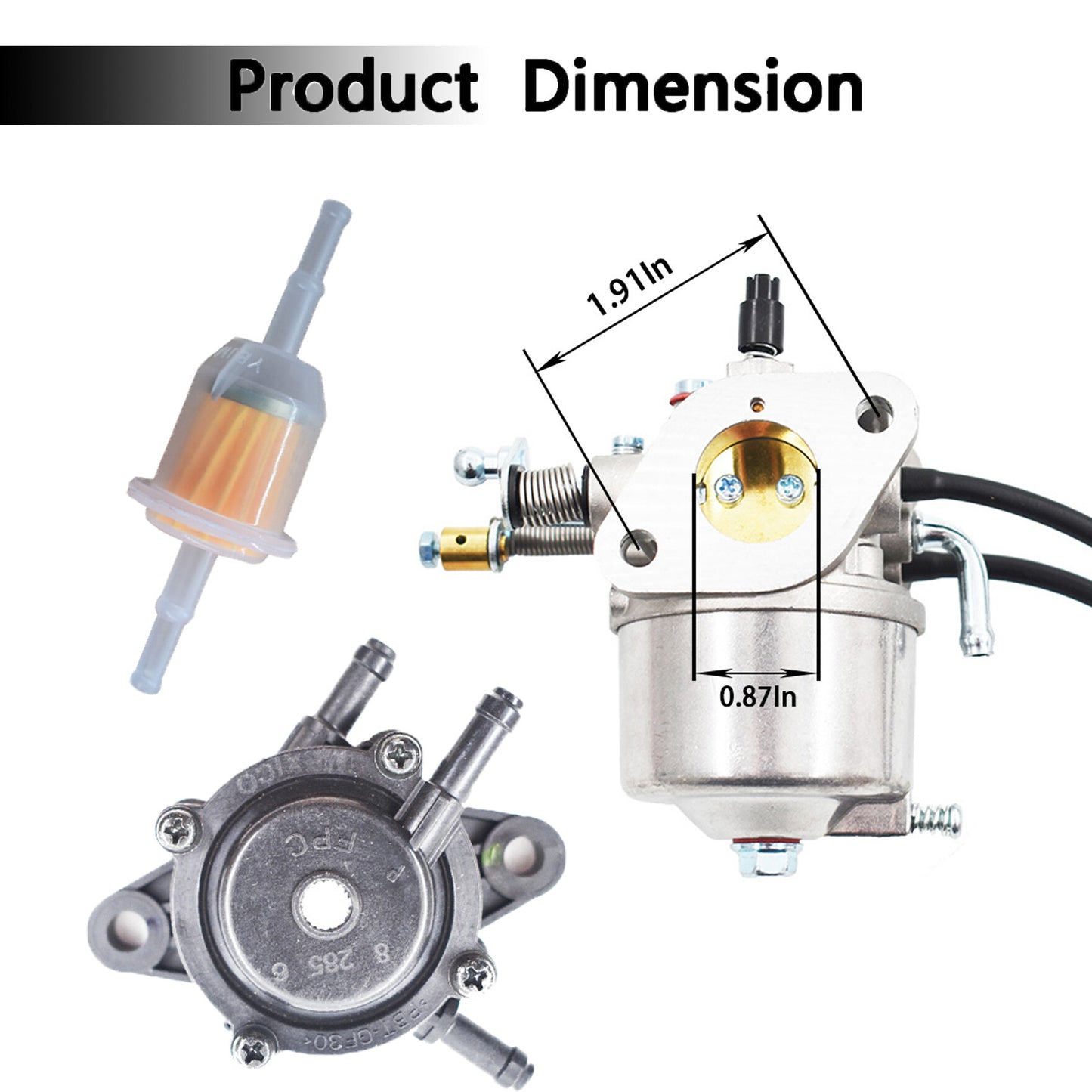 munirater Carburetor with Fuel Pump & Fuel Filter Replacement for EZGO TXT 295CC Golf Carts 1991 - Up