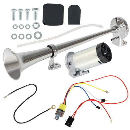 munirater Single Trumpet Air Horn Compressor 150DB 12V Electric Super Loud Raging Replacement for Van Train Car Truck Boat