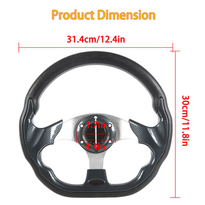 munirater 13 Inch Golf Cart Steering Wheel Carbon Fiber Replacement for EZGO Club Car Yamaha Generic