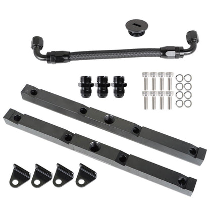 munirater 8AN Fuel Rails Kit with Fittings & Crossover Hose Replacement for LS1 and LS6 Factory Intake Manifolds