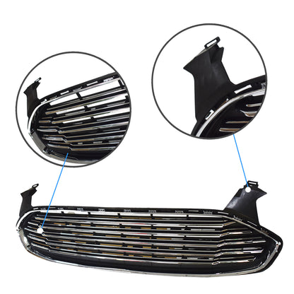 munirater Upper Lower Front Grille Kit Radiator Black Chrome Replacement for 2013 2014 2015 2016 Fusion