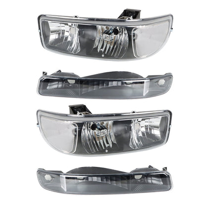 munirater Headlight For 1999-07 GMC Sierra 1500&2000-06 Yukon Black Housing RH+LH