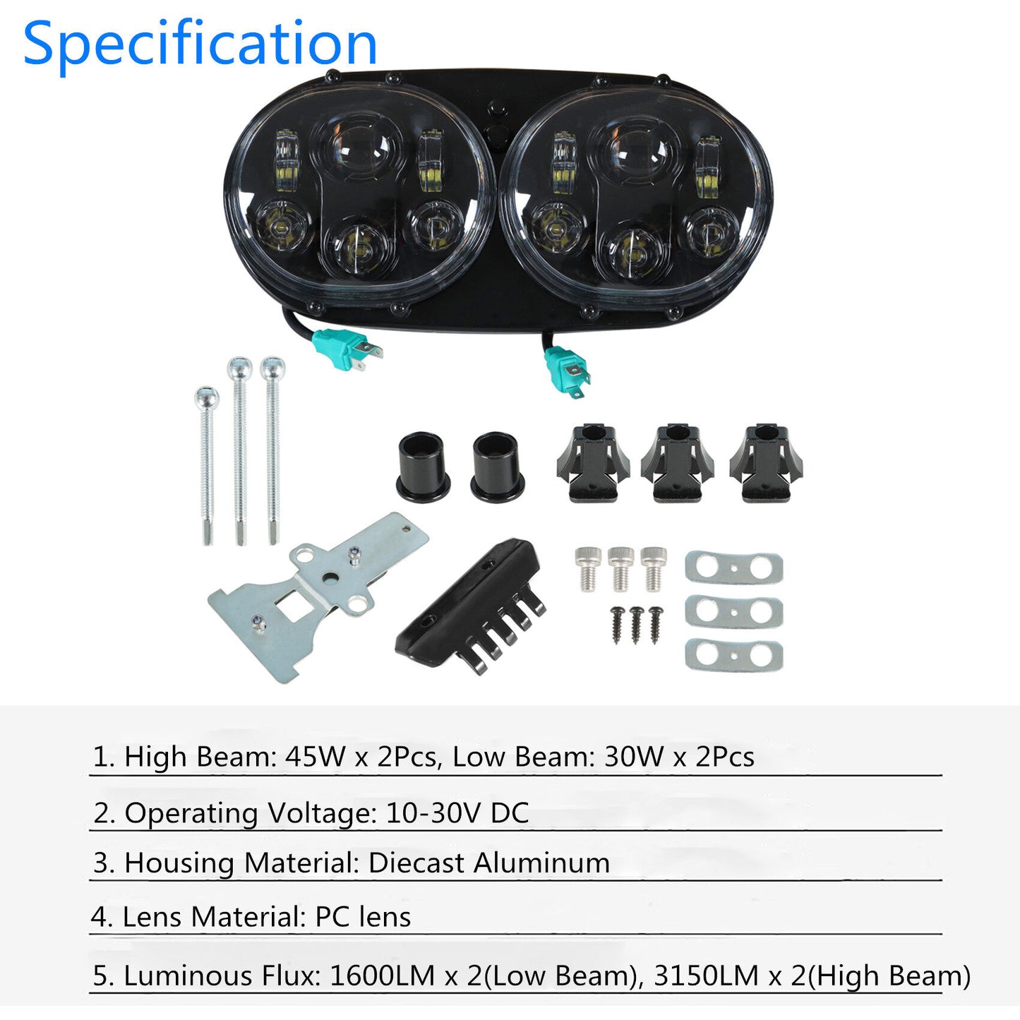 munirater LED Projector Headlight Replacement for Road Glide FLTR 1998-2013