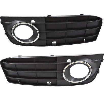 munirater 2-Pack Front Bumper Fog Light Cover Grilles Replacement for 2009-2012 Audi A4 Regular Edition